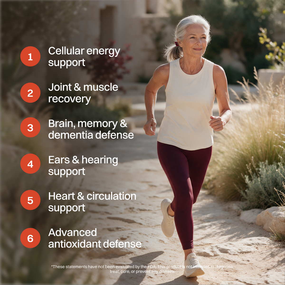 Six ways fullspan Astaxanthin supports you, with a woman running outdoors