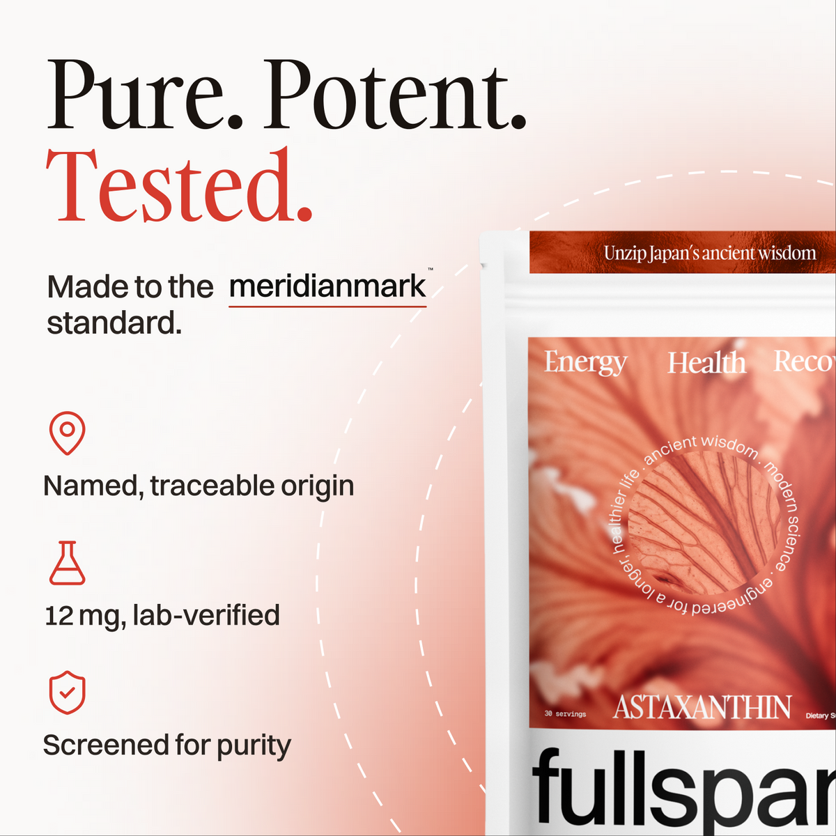 Pure. Potent. Tested. Made to the meridianmark standard