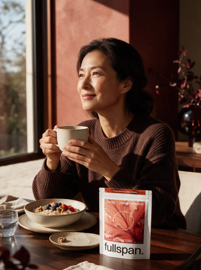 Woman with coffee and a fullspan pouch